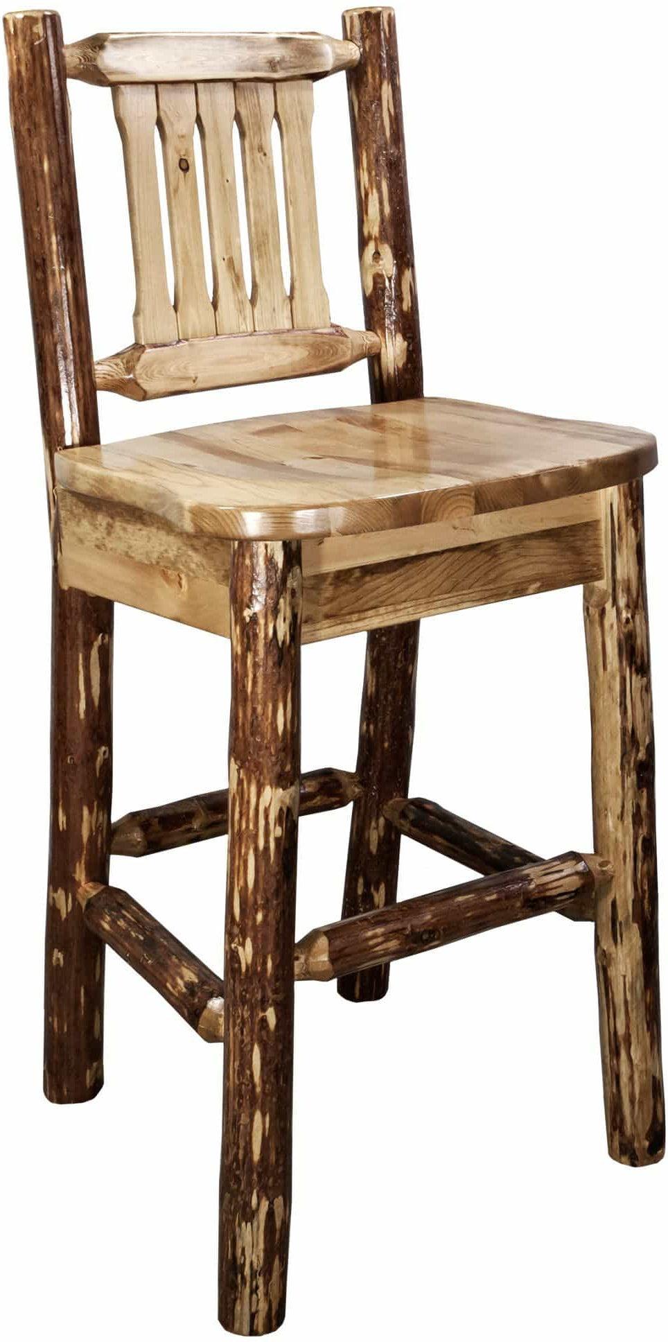 Montana Woodworks Glacier Country Kollektion Barshocker mit Rücken - Ergonomischer Holzsitz