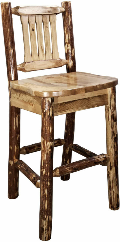 Montana Woodworks Glacier Country Kollektion Barshocker mit Rücken - Ergonomischer Holzsitz