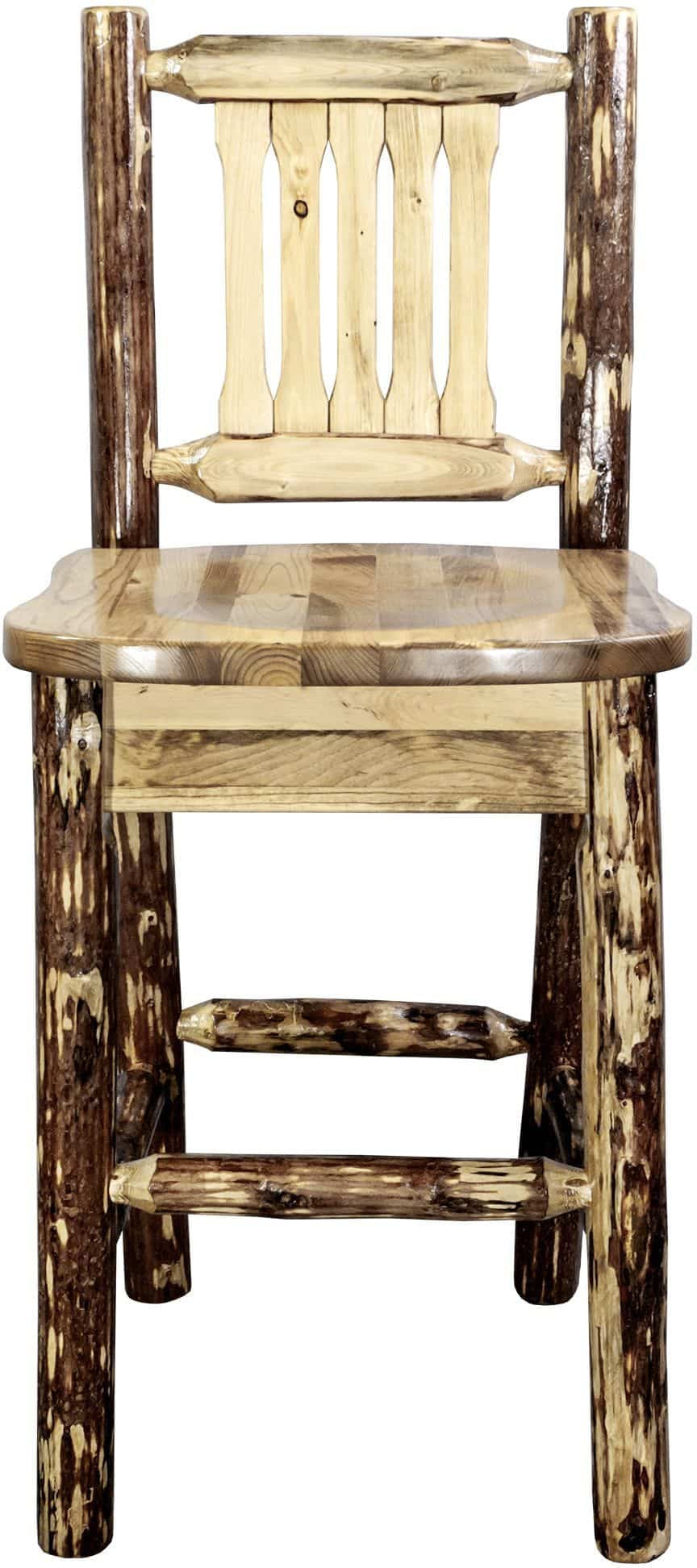 Montana Woodworks Glacier Country Kollektion Barshocker mit Rücken - Ergonomischer Holzsitz
