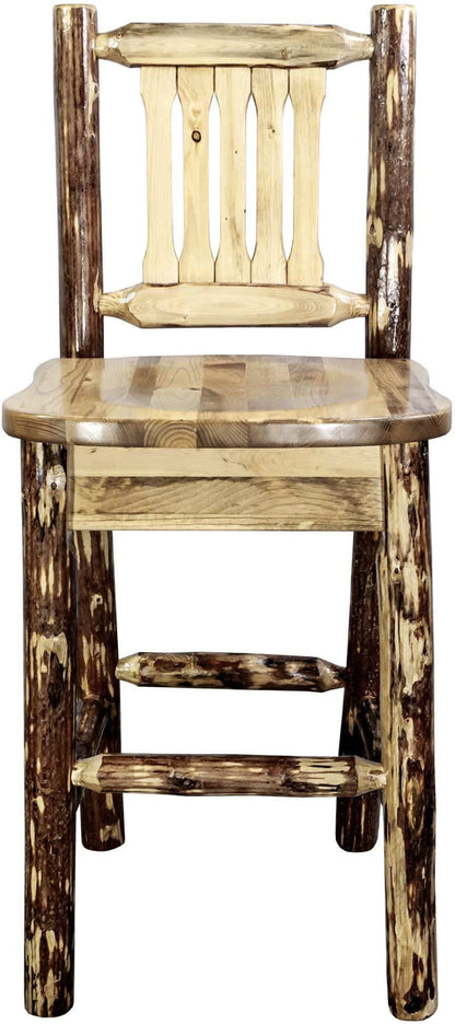 Montana Woodworks Glacier Country Kollektion Barshocker mit Rücken - Ergonomischer Holzsitz