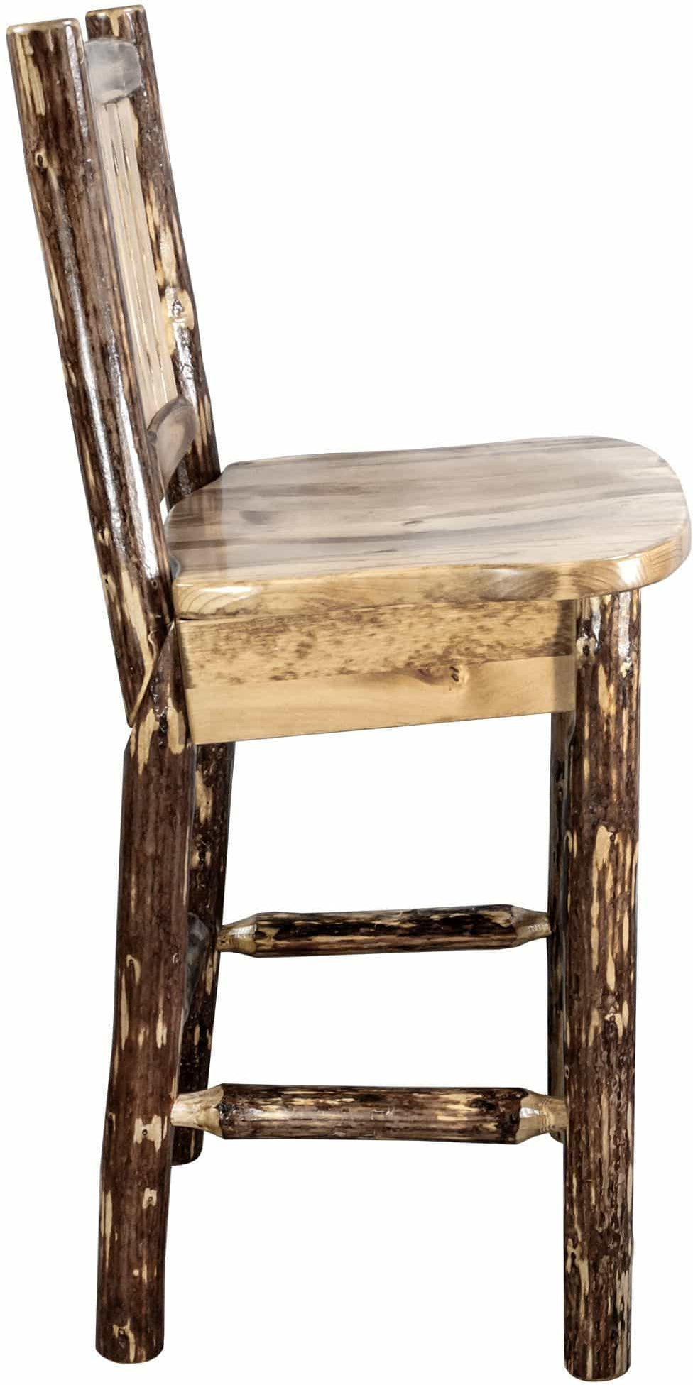 Montana Woodworks Glacier Country Kollektion Barshocker mit Rücken - Ergonomischer Holzsitz