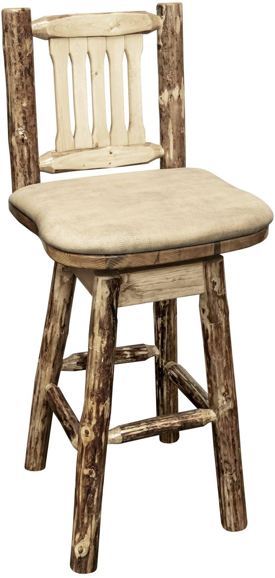 Montana Woodworks Glacier Country Kollektion Barshocker mit Rücken & Schwenken mit Polstersitz