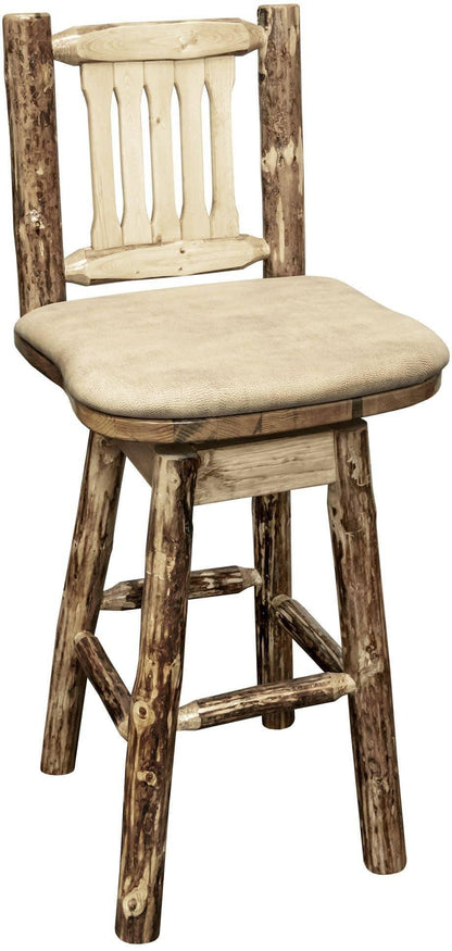Montana Woodworks Glacier Country Kollektion Barshocker mit Rücken & Schwenken mit Polstersitz