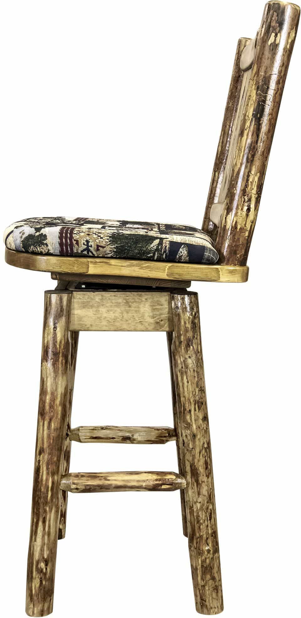 Montana Woodworks Glacier Country Kollektion Barshocker mit Rücken & Schwenken mit Polstersitz