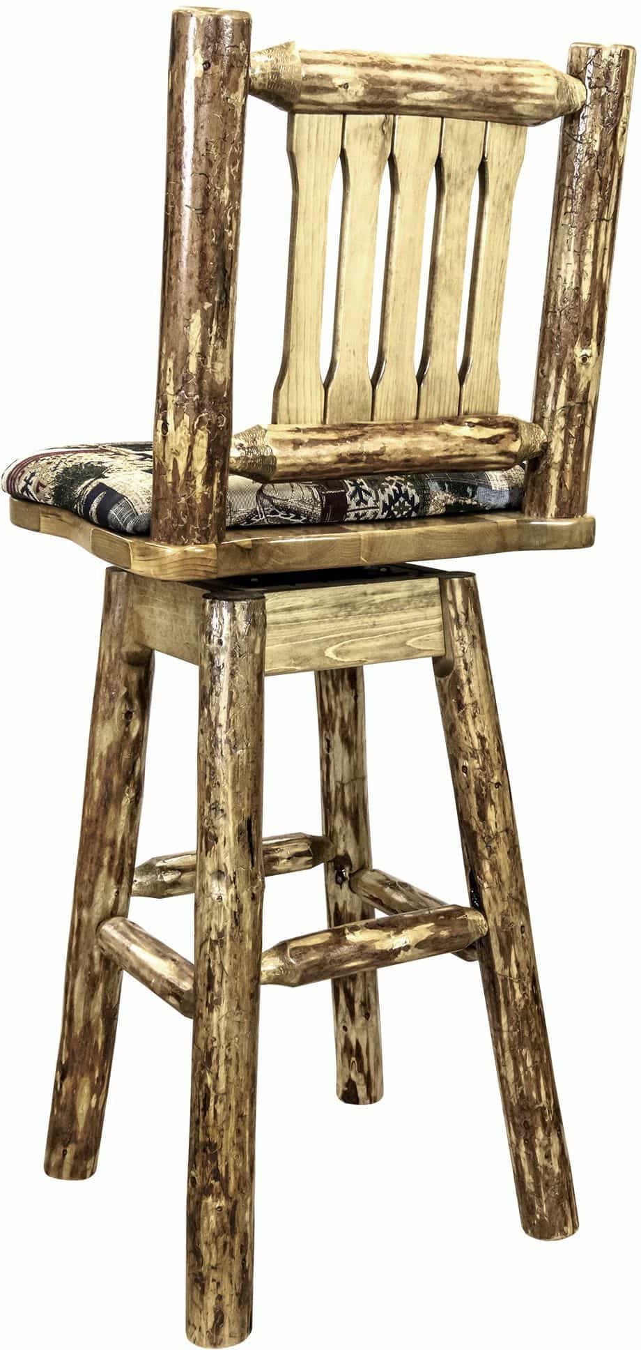 Montana Woodworks Glacier Country Kollektion Barshocker mit Rücken & Schwenken mit Polstersitz