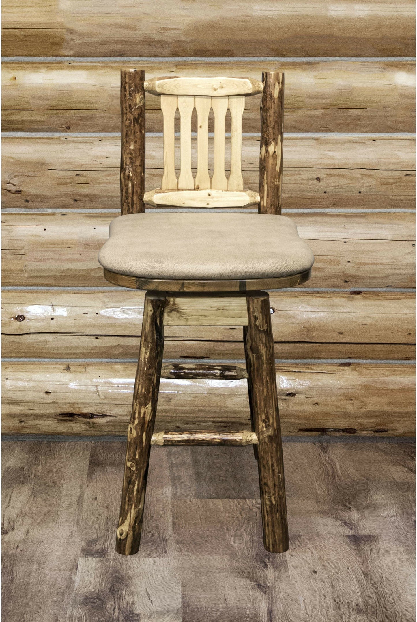 Montana Woodworks Glacier Country Kollektion Barshocker mit Rücken & Schwenken mit Polstersitz