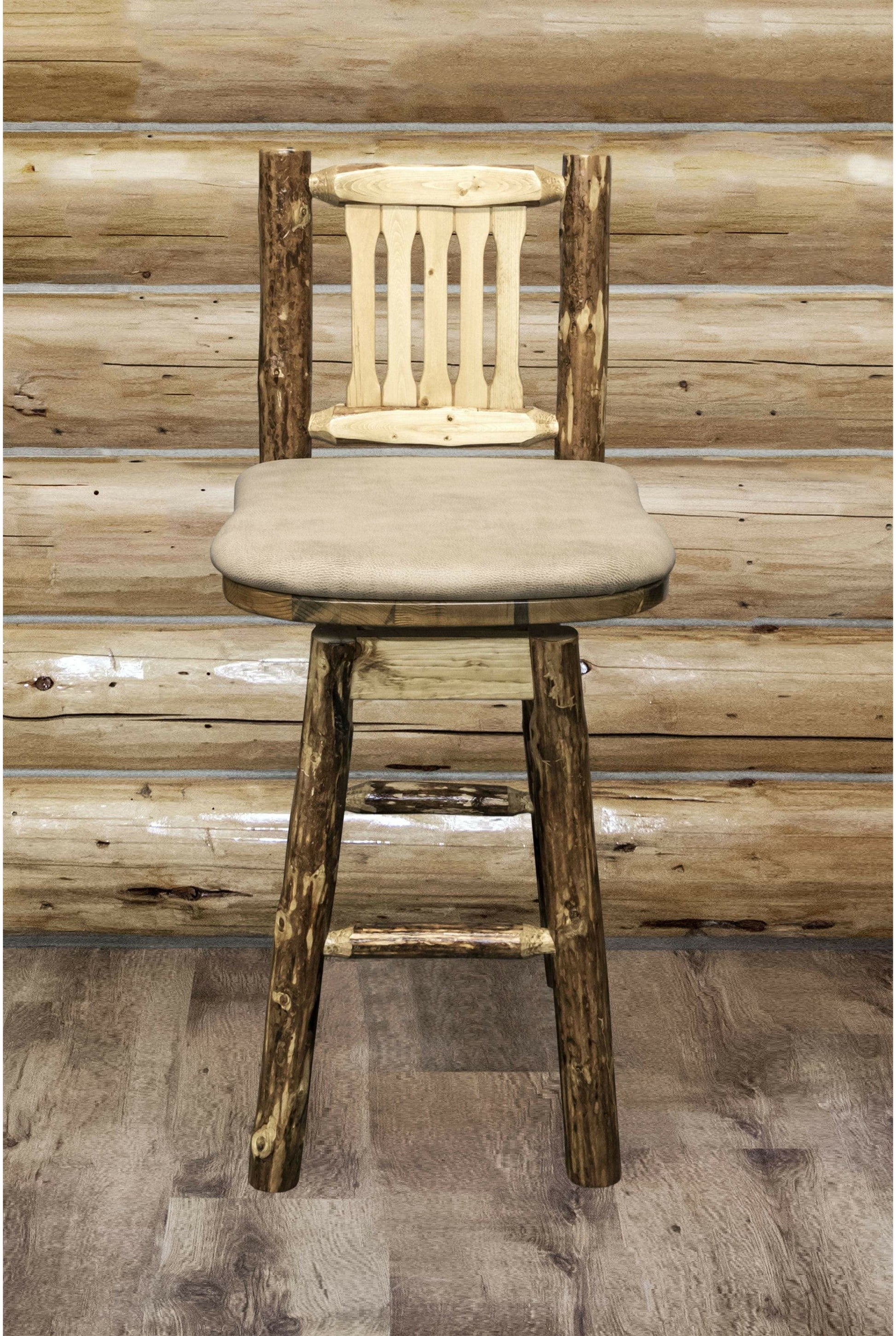 Montana Woodworks Glacier Country Kollektion Barshocker mit Rücken & Schwenken mit Polstersitz