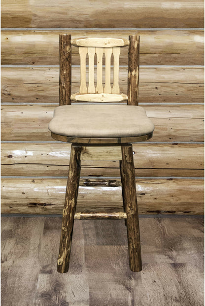 Montana Woodworks Glacier Country Kollektion Barshocker mit Rücken & Schwenken mit Polstersitz