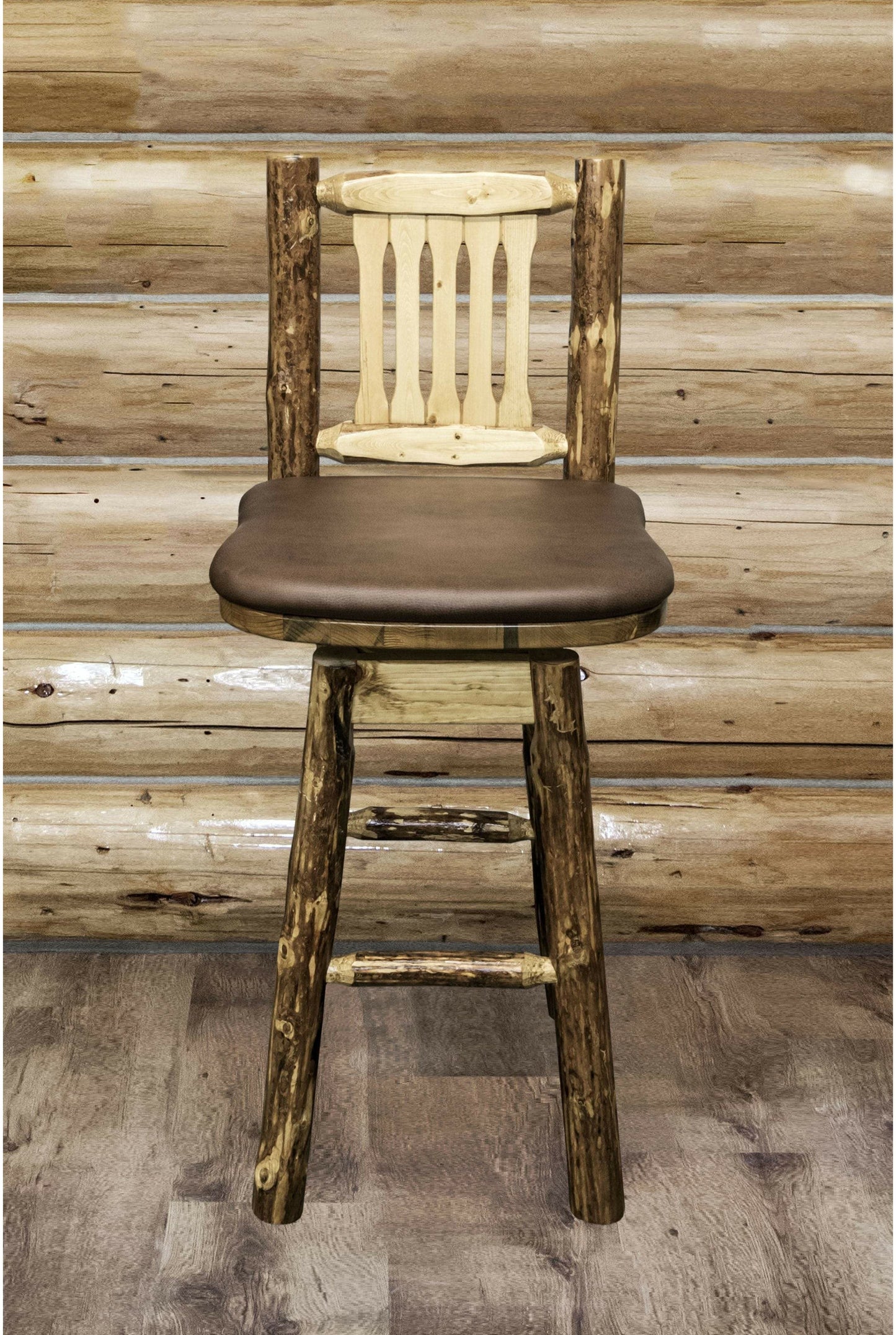 Montana Woodworks Glacier Country Kollektion Barshocker mit Rücken & Schwenken mit Polstersitz