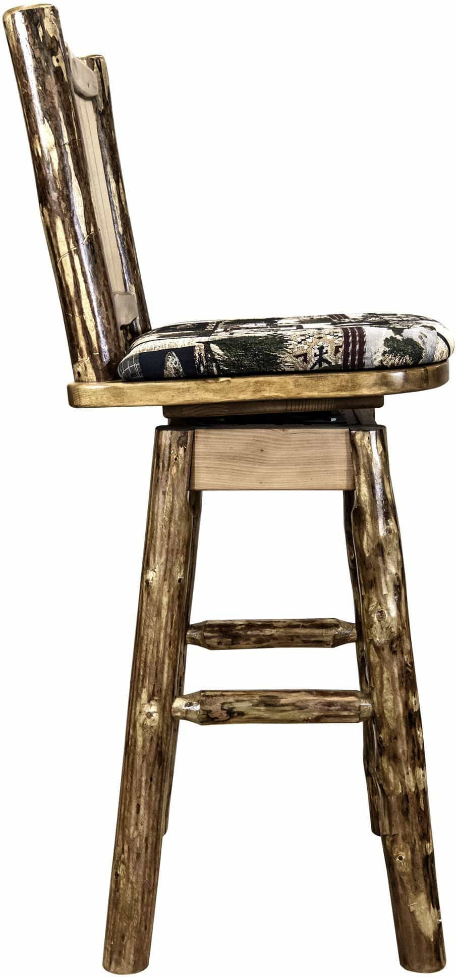 Montana Woodworks Glacier Country Kollektion Barshocker mit Rücken & Schwenken - Woodland Pattern Upholstery