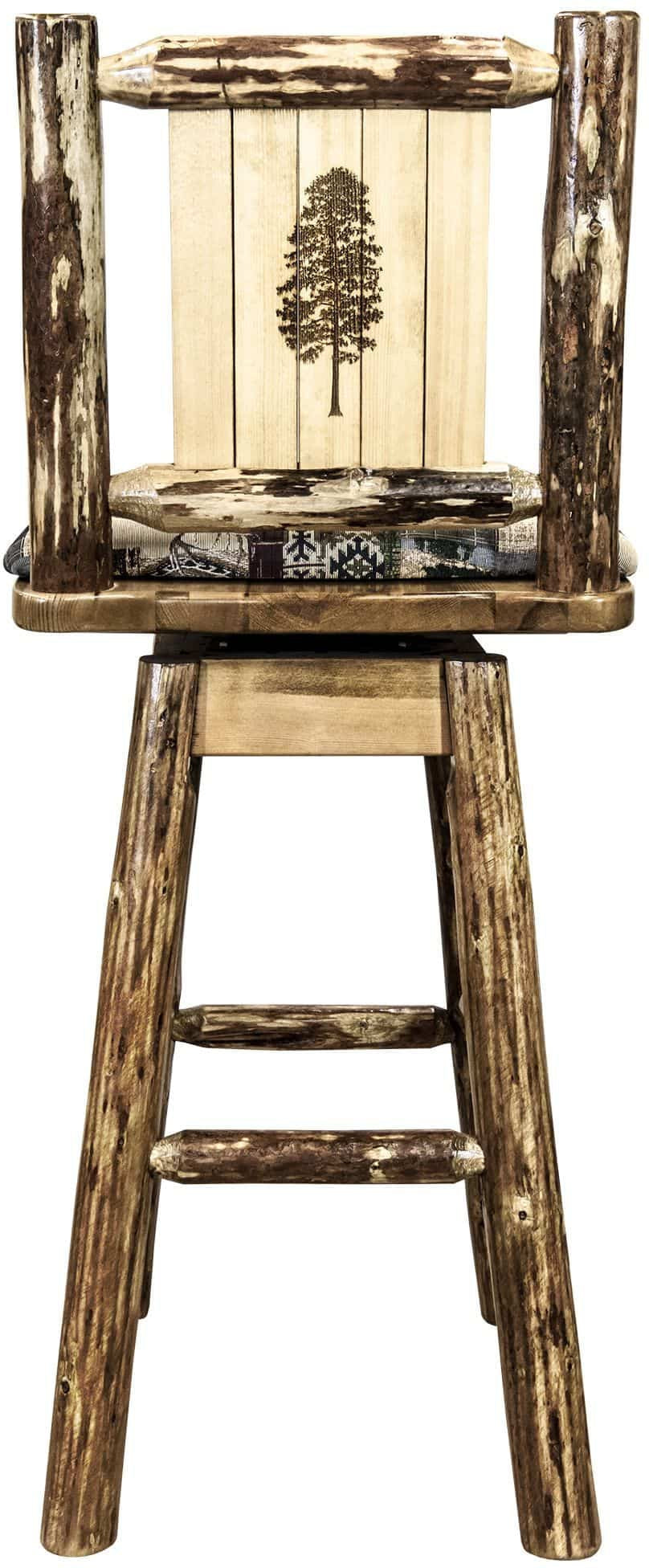 Montana Woodworks Glacier Country Kollektion Barshocker mit Rücken & Schwenken - Woodland Pattern Upholstery