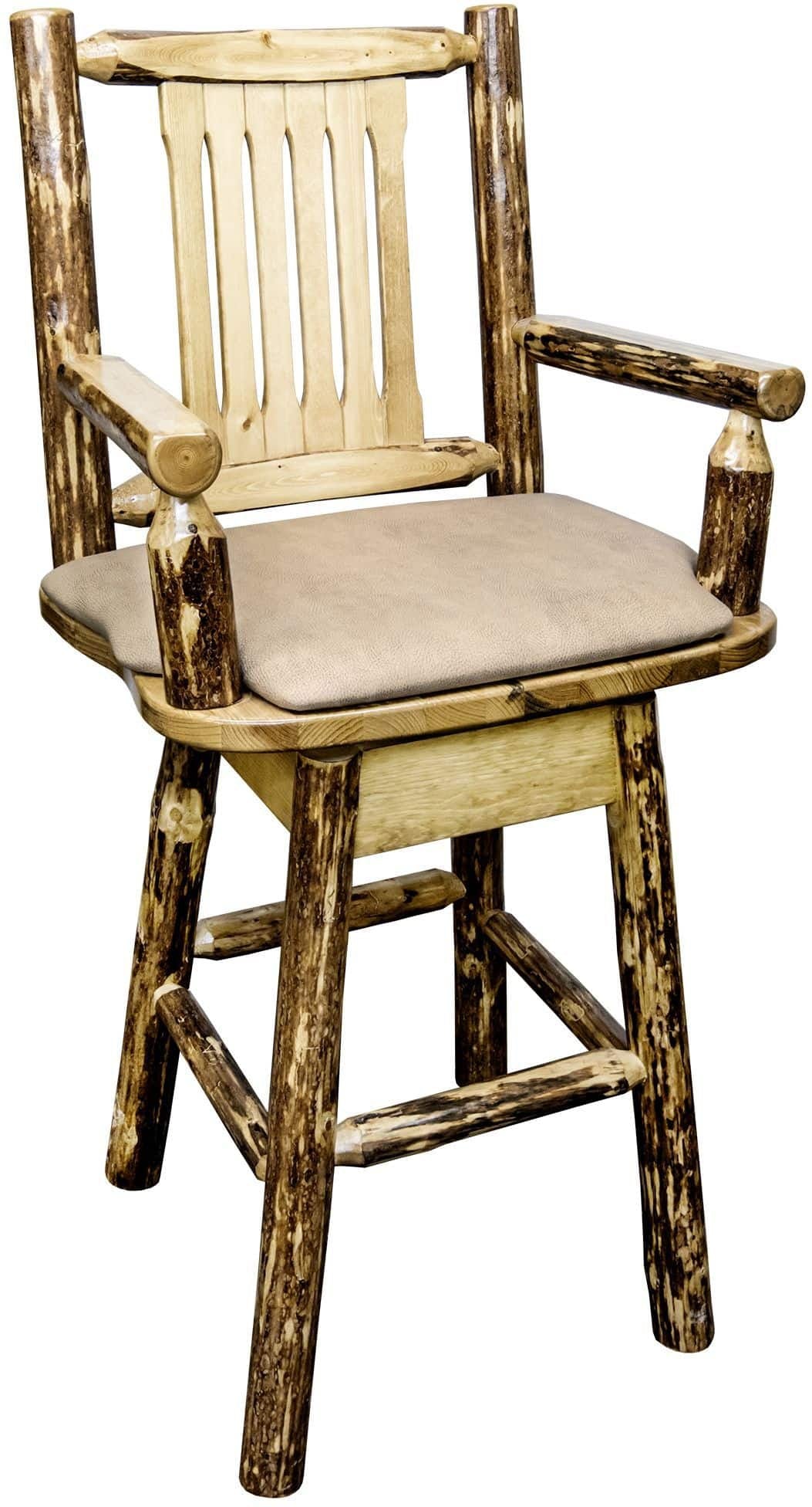 Montana Woodworks Glacier Country Kollektion Captain's Barshocker mit Rücken / Schwenk / Polstersitz