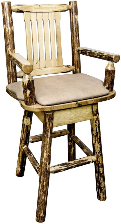 Montana Woodworks Glacier Country Kollektion Captain's Barshocker mit Rücken / Schwenk / Polstersitz