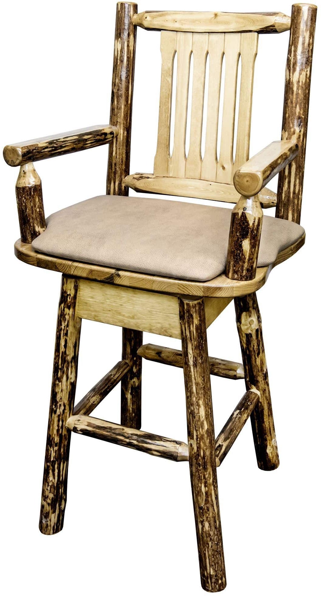 Montana Woodworks Glacier Country Kollektion Captain's Barshocker mit Rücken / Schwenk / Polstersitz