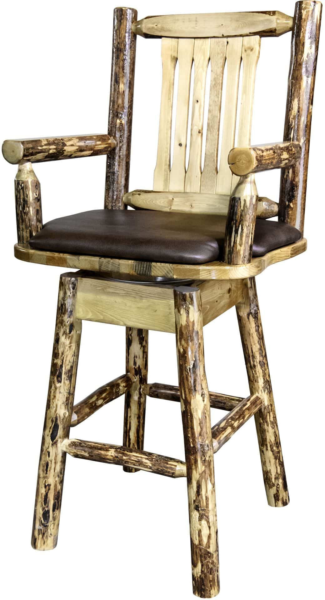 Montana Woodworks Glacier Country Kollektion Captain's Barshocker mit Rücken / Schwenk / Polstersitz