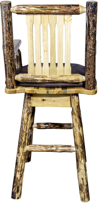 Montana Woodworks Glacier Country Kollektion Captain's Barshocker mit Rücken / Schwenk / Polstersitz