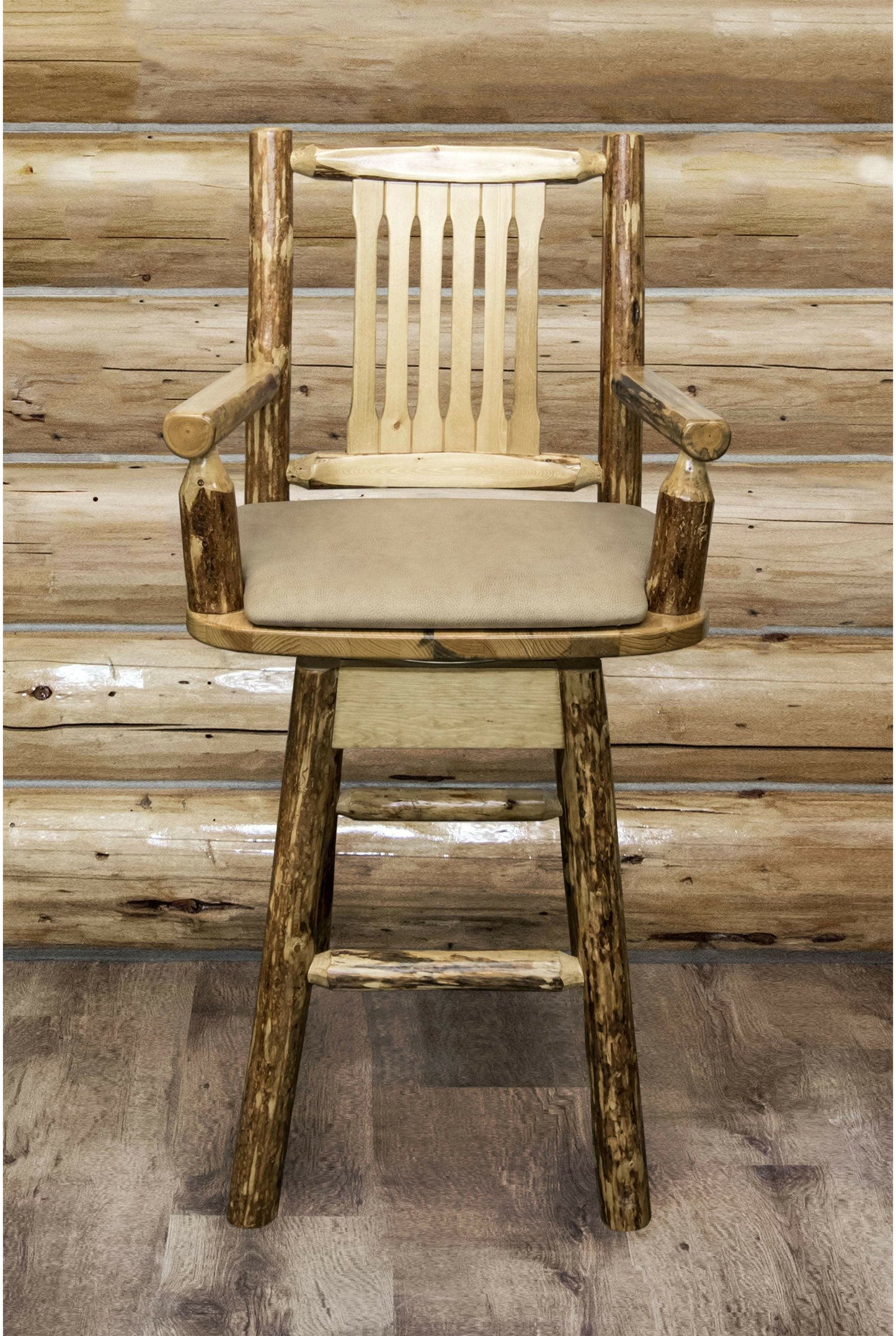 Montana Woodworks Glacier Country Kollektion Captain's Barshocker mit Rücken / Schwenk / Polstersitz