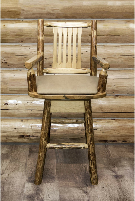 Montana Woodworks Glacier Country Kollektion Captain's Barshocker mit Rücken / Schwenk / Polstersitz