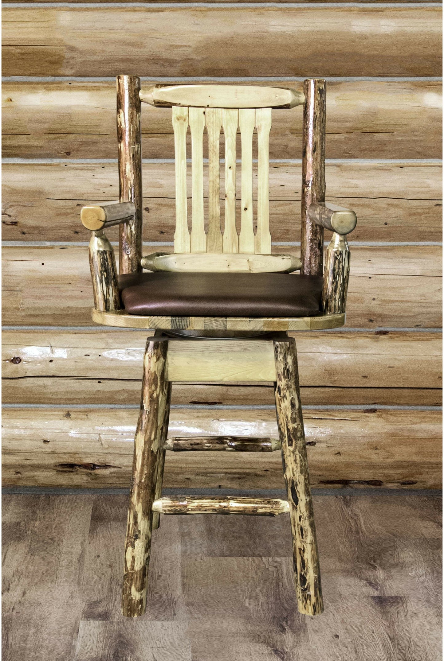 Montana Woodworks Glacier Country Kollektion Captain's Barshocker mit Rücken / Schwenk / Polstersitz
