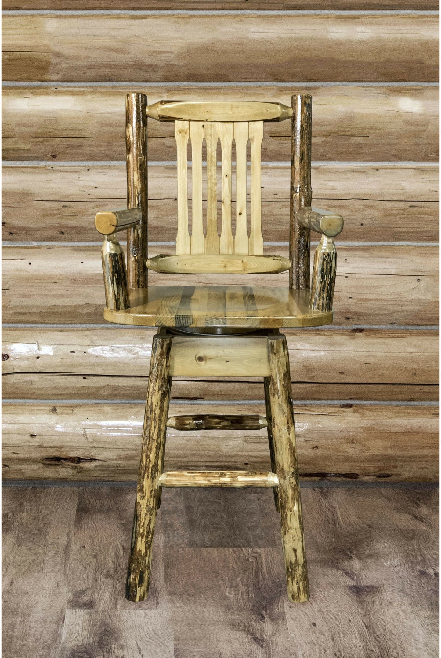 Montana Woodworks Glacier Country Kollektion Barshocker des Kapitäns mit Rücken & Schwung