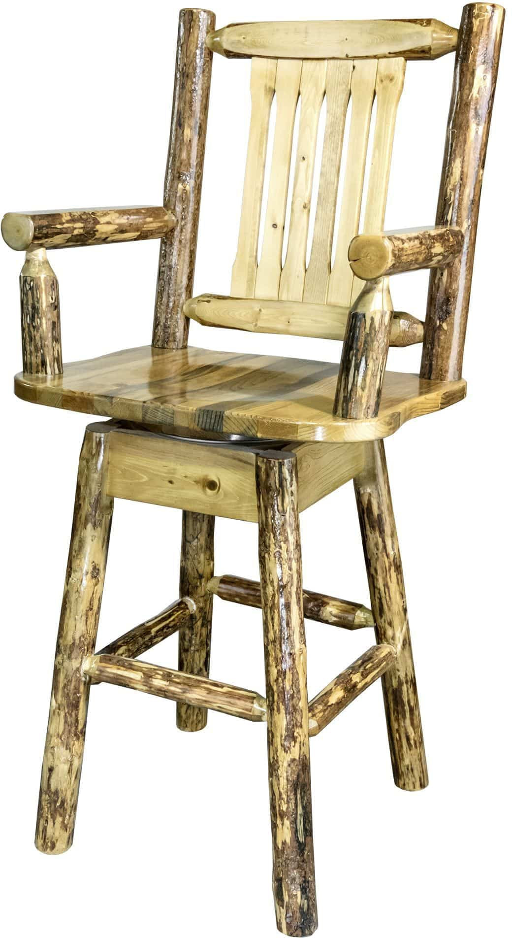 Montana Woodworks Glacier Country Kollektion Barshocker des Kapitäns mit Rücken & Schwung