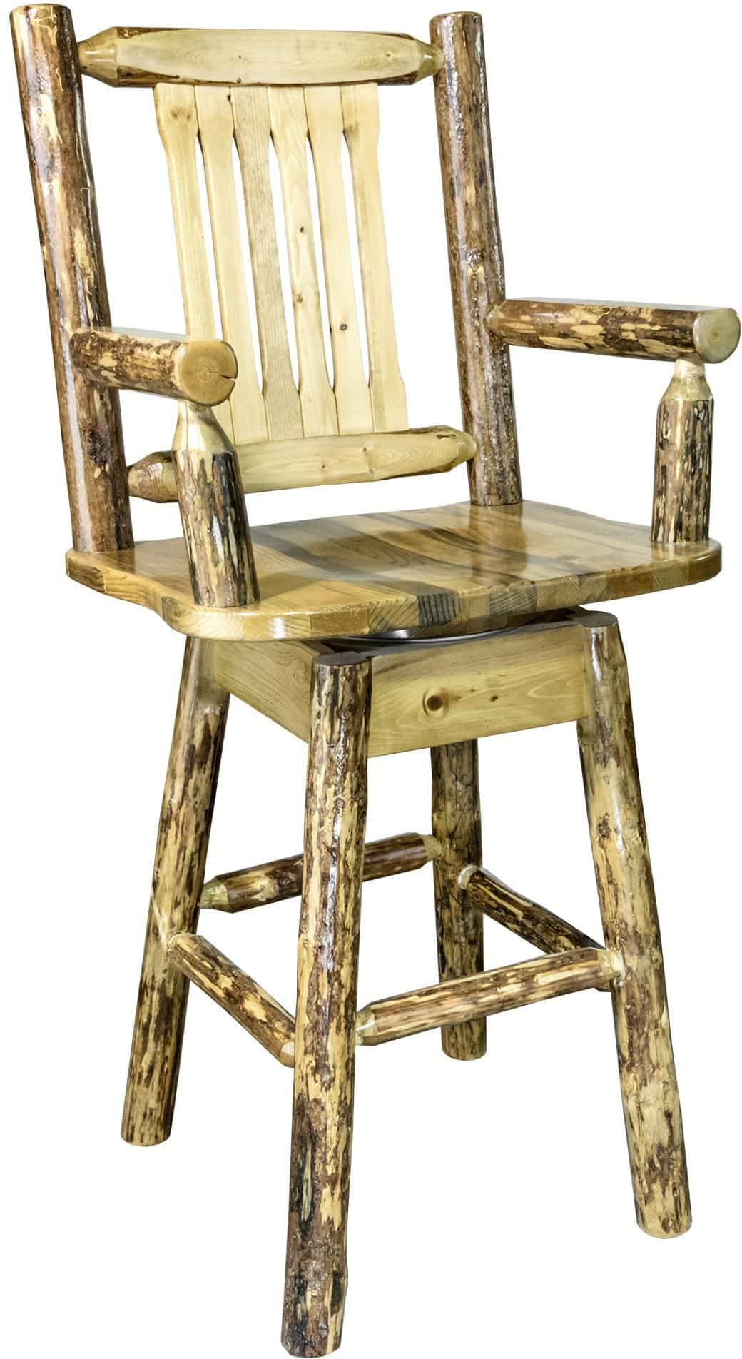 Montana Woodworks Glacier Country Kollektion Barshocker des Kapitäns mit Rücken & Schwung