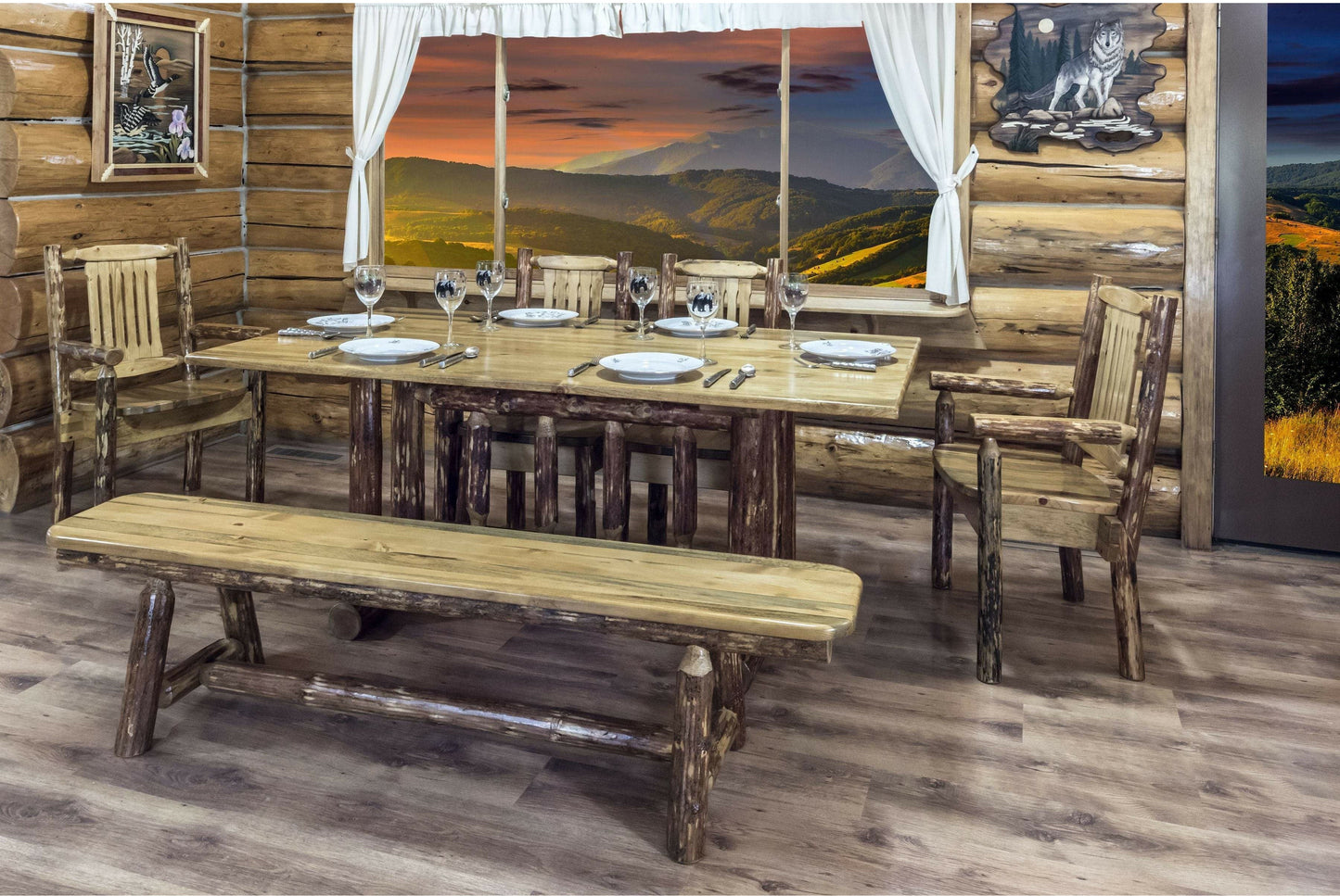 Montana Woodworks Glacier Country Kollektion Kapitänsstuhl mit ergonomischem Holzsitz
