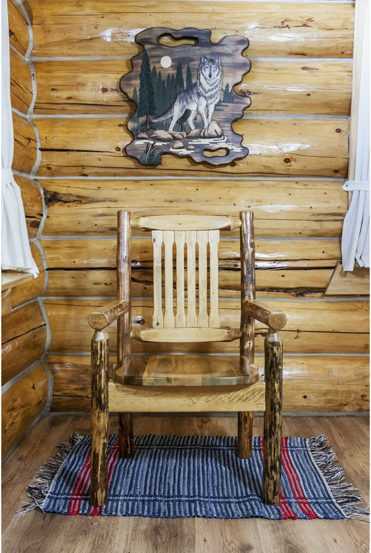 Montana Woodworks Glacier Country Kollektion Kapitänsstuhl mit ergonomischem Holzsitz