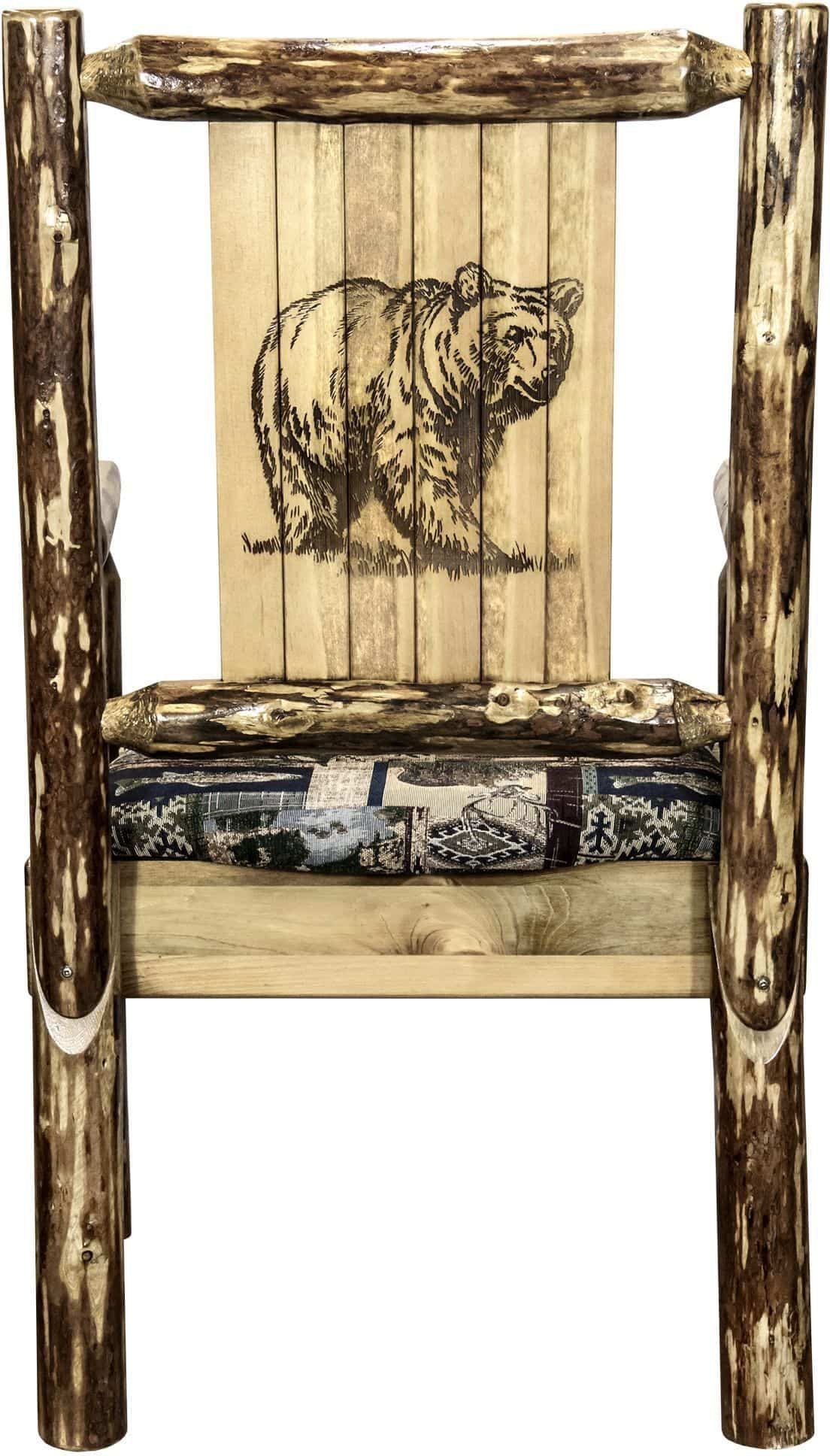 Montana Woodworks Glacier Country Kollektion Kapitänsstuhl Woodland Polsterung mit Lasergravur Design