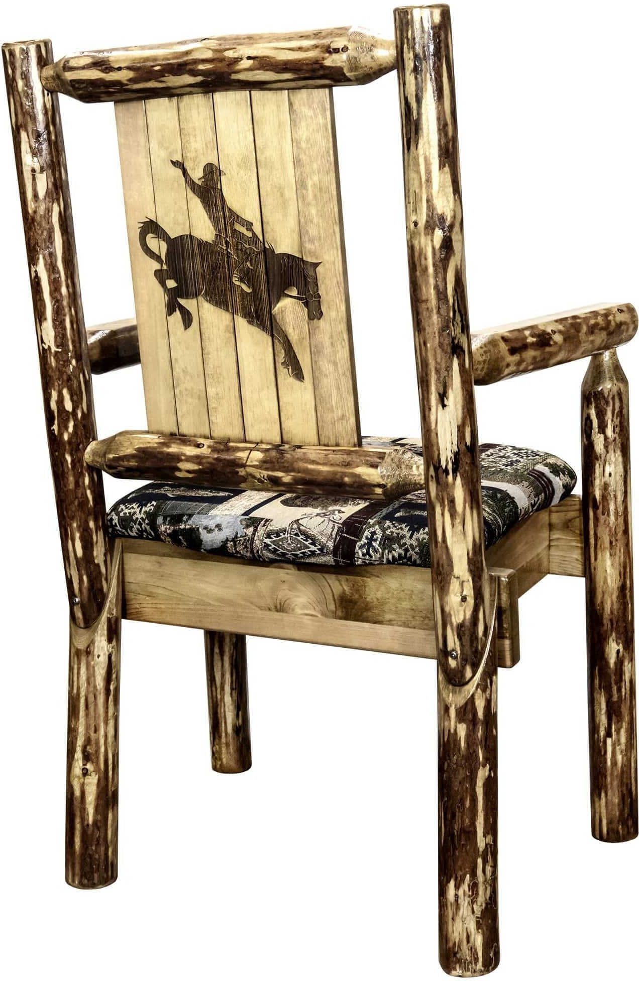 Montana Woodworks Glacier Country Kollektion Kapitänsstuhl Woodland Polsterung mit Lasergravur Design