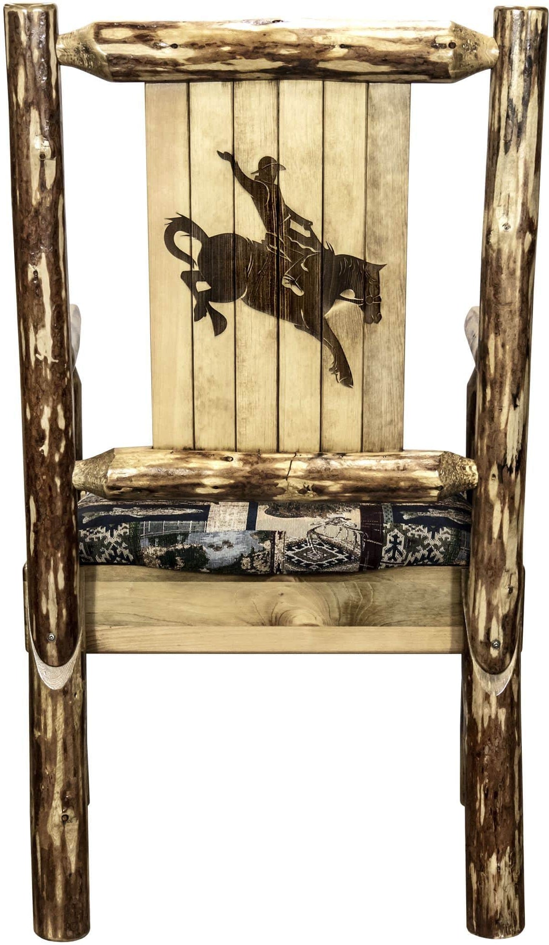 Montana Woodworks Glacier Country Kollektion Kapitänsstuhl Woodland Polsterung mit Lasergravur Design