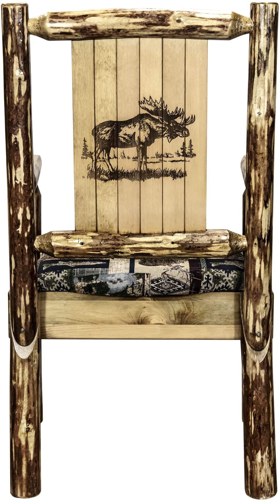 Montana Woodworks Glacier Country Kollektion Kapitänsstuhl Woodland Polsterung mit Lasergravur Design