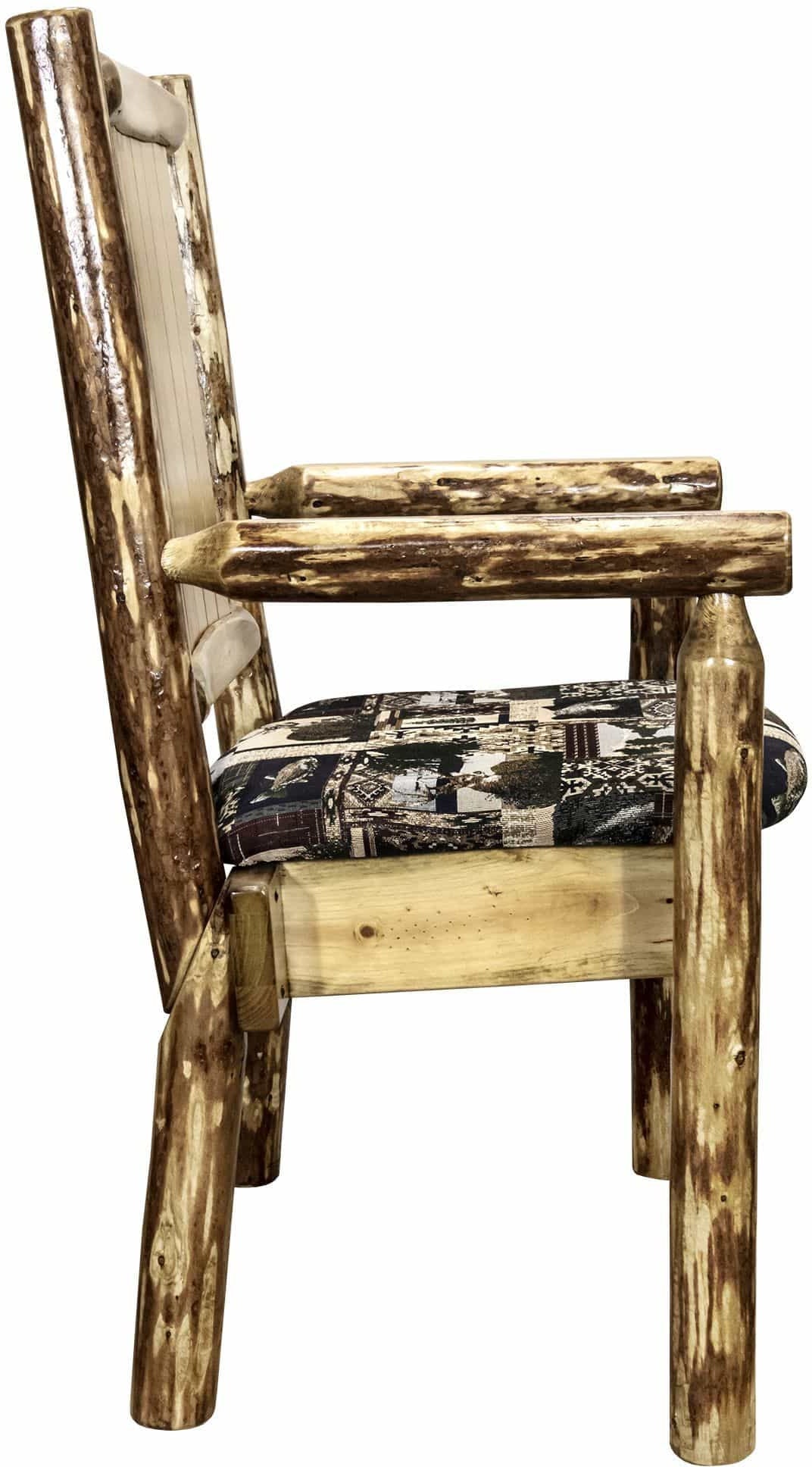 Montana Woodworks Glacier Country Kollektion Kapitänsstuhl Woodland Polsterung mit Lasergravur Design