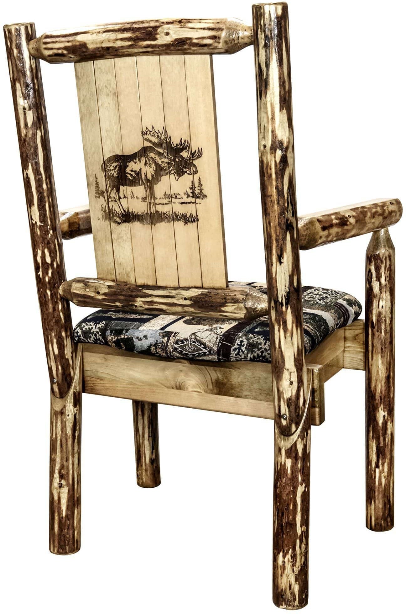 Montana Woodworks Glacier Country Kollektion Kapitänsstuhl Woodland Polsterung mit Lasergravur Design