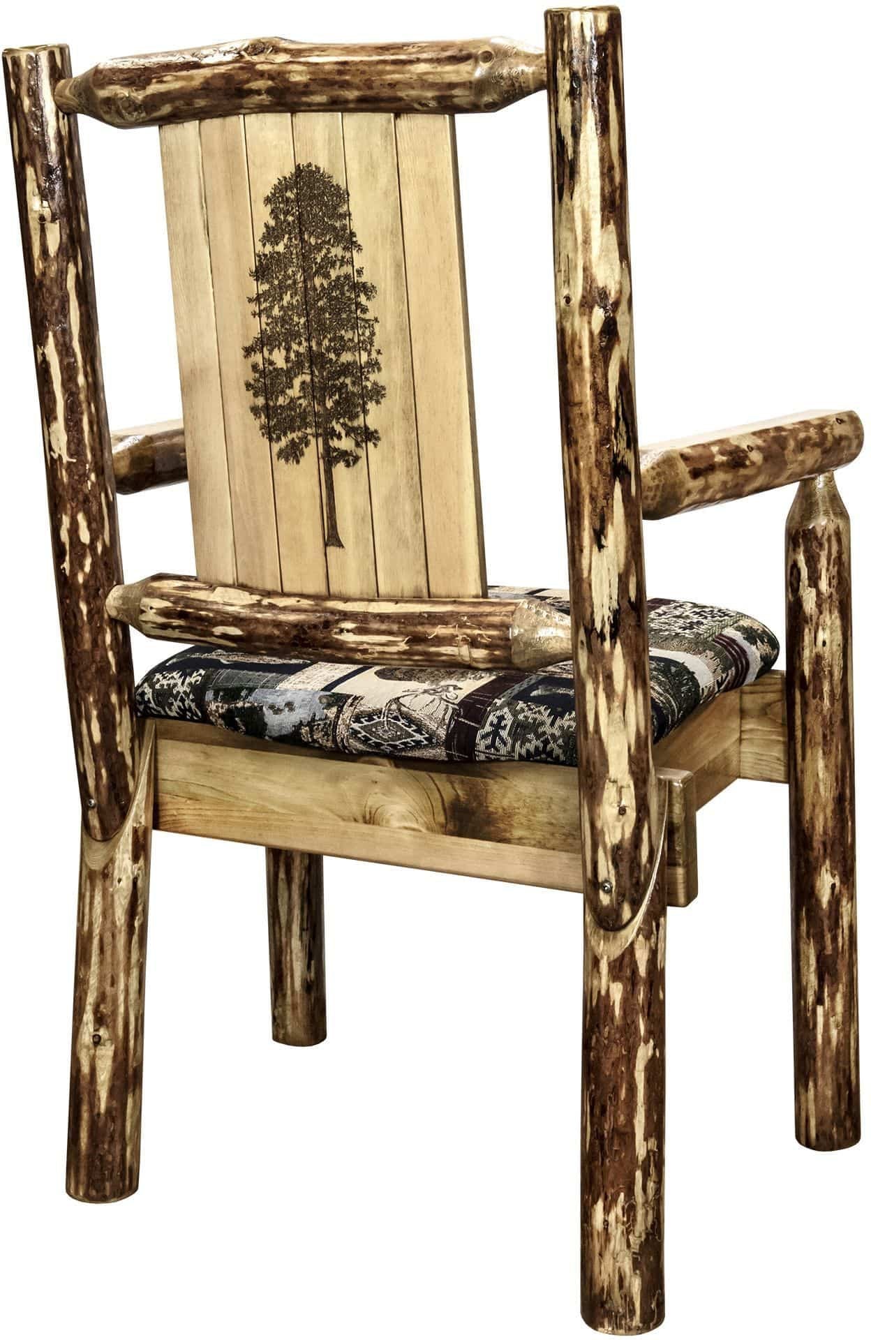 Montana Woodworks Glacier Country Kollektion Kapitänsstuhl Woodland Polsterung mit Lasergravur Design