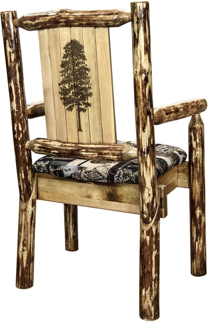 Montana Woodworks Glacier Country Kollektion Kapitänsstuhl Woodland Polsterung mit Lasergravur Design