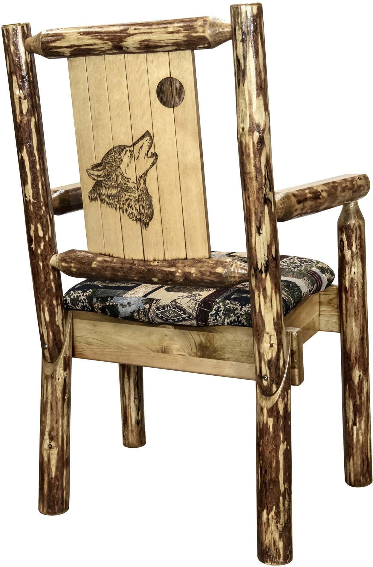 Montana Woodworks Glacier Country Kollektion Kapitänsstuhl Woodland Polsterung mit Lasergravur Design