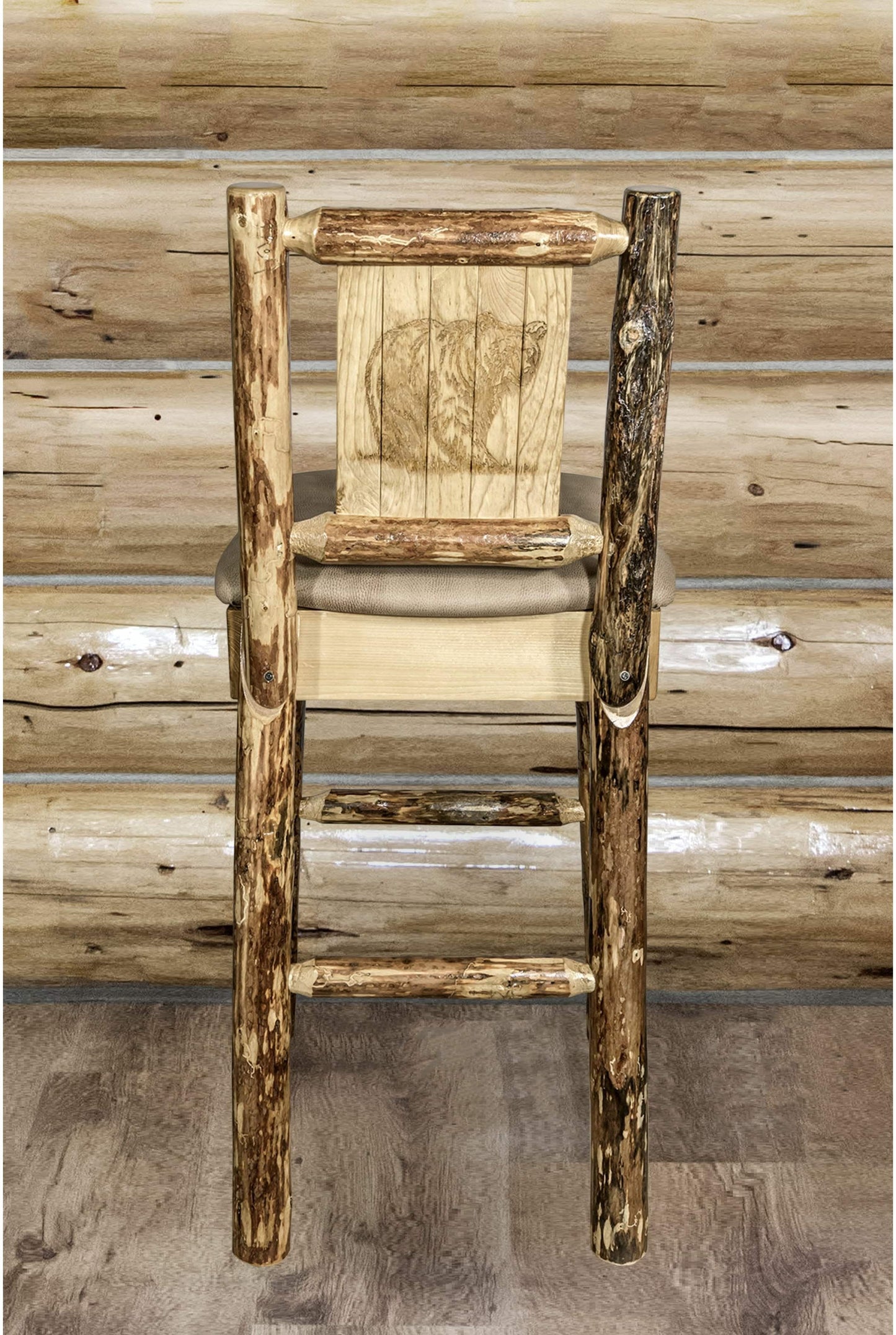 Montana Woodworks Glacier Country Kollektion Counter Height Barstool Buckskin Polsterung mit Lasergravur Design