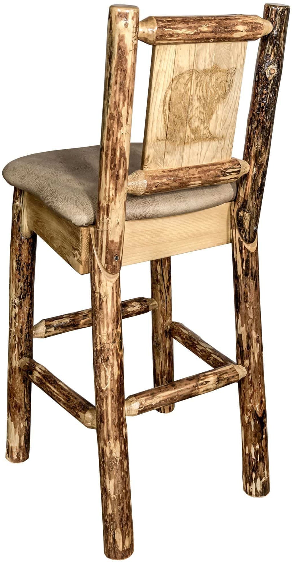 Montana Woodworks Glacier Country Kollektion Counter Height Barstool Buckskin Polsterung mit Lasergravur Design