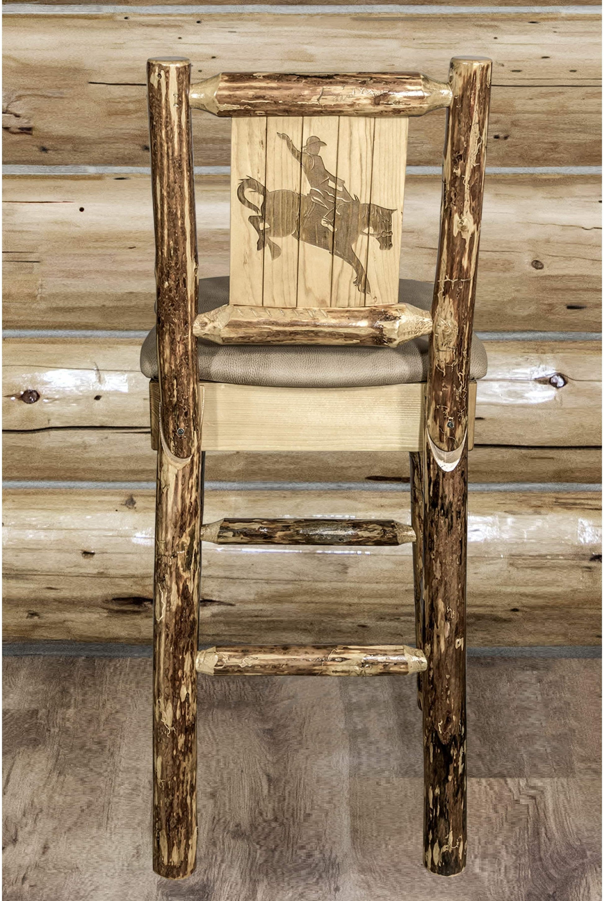 Montana Woodworks Glacier Country Kollektion Counter Height Barstool Buckskin Polsterung mit Lasergravur Design