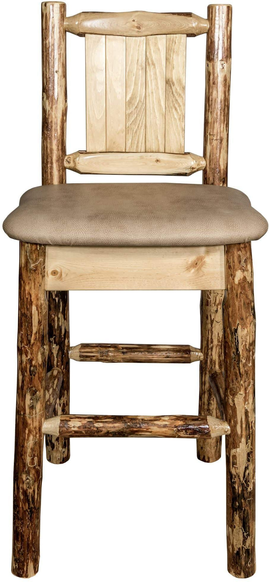 Montana Woodworks Glacier Country Kollektion Counter Height Barstool Buckskin Polsterung mit Lasergravur Design