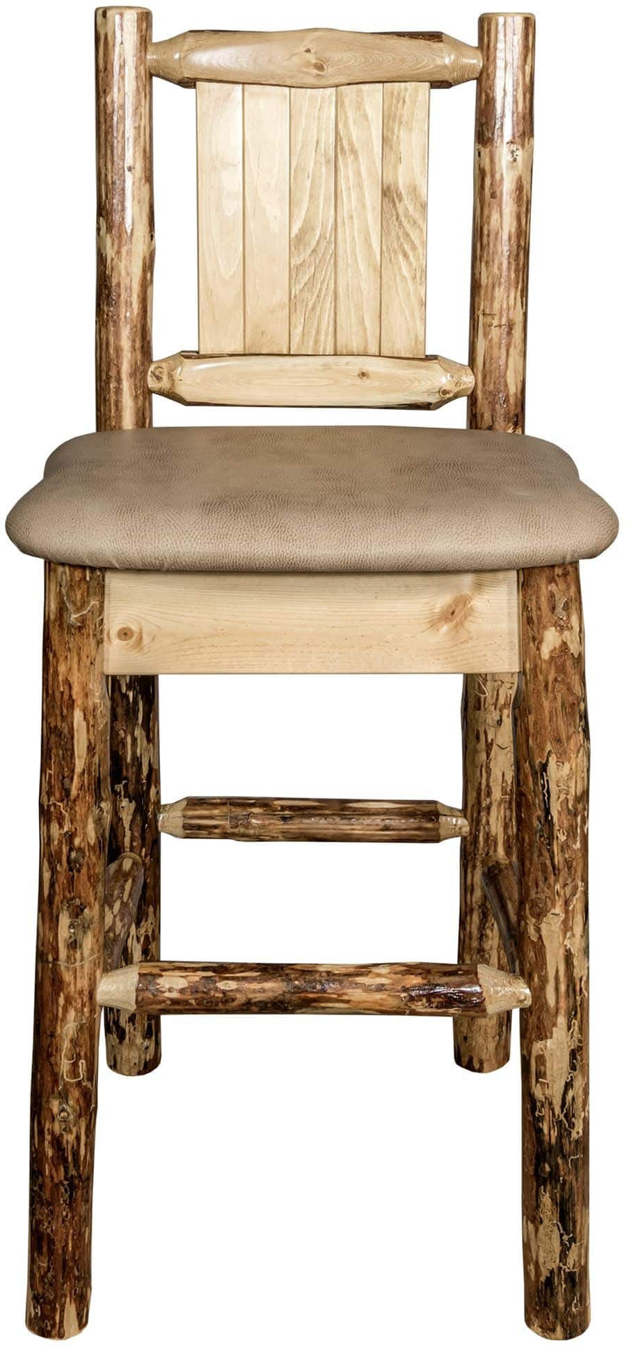 Montana Woodworks Glacier Country Kollektion Counter Height Barstool Buckskin Polsterung mit Lasergravur Design
