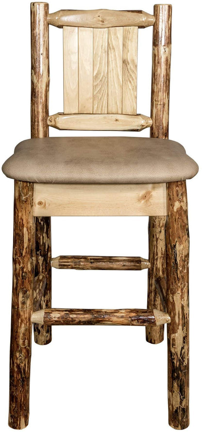 Montana Woodworks Glacier Country Kollektion Counter Height Barstool Buckskin Polsterung mit Lasergravur Design