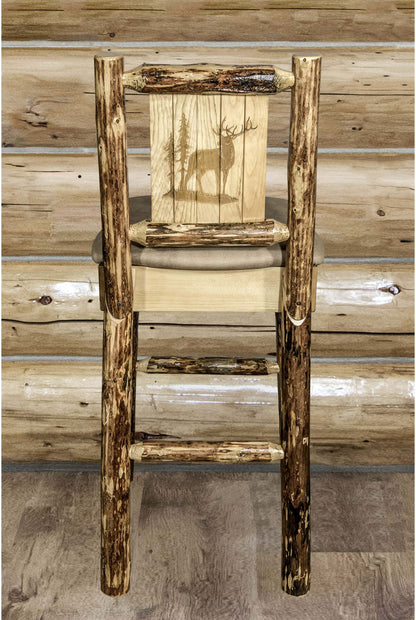 Montana Woodworks Glacier Country Kollektion Counter Height Barstool Buckskin Polsterung mit Lasergravur Design