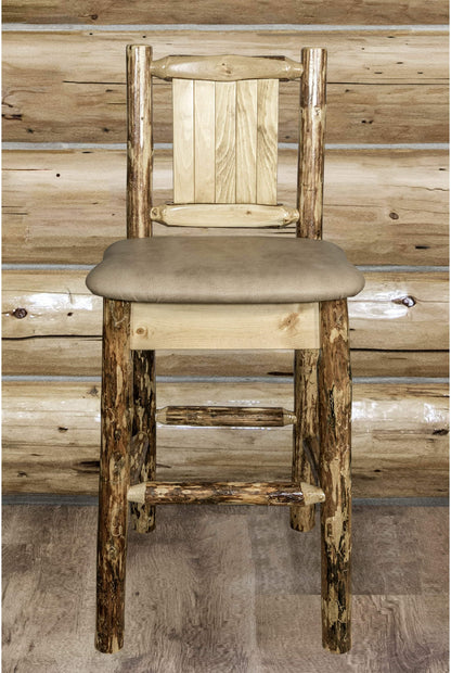 Montana Woodworks Glacier Country Kollektion Counter Height Barstool Buckskin Polsterung mit Lasergravur Design