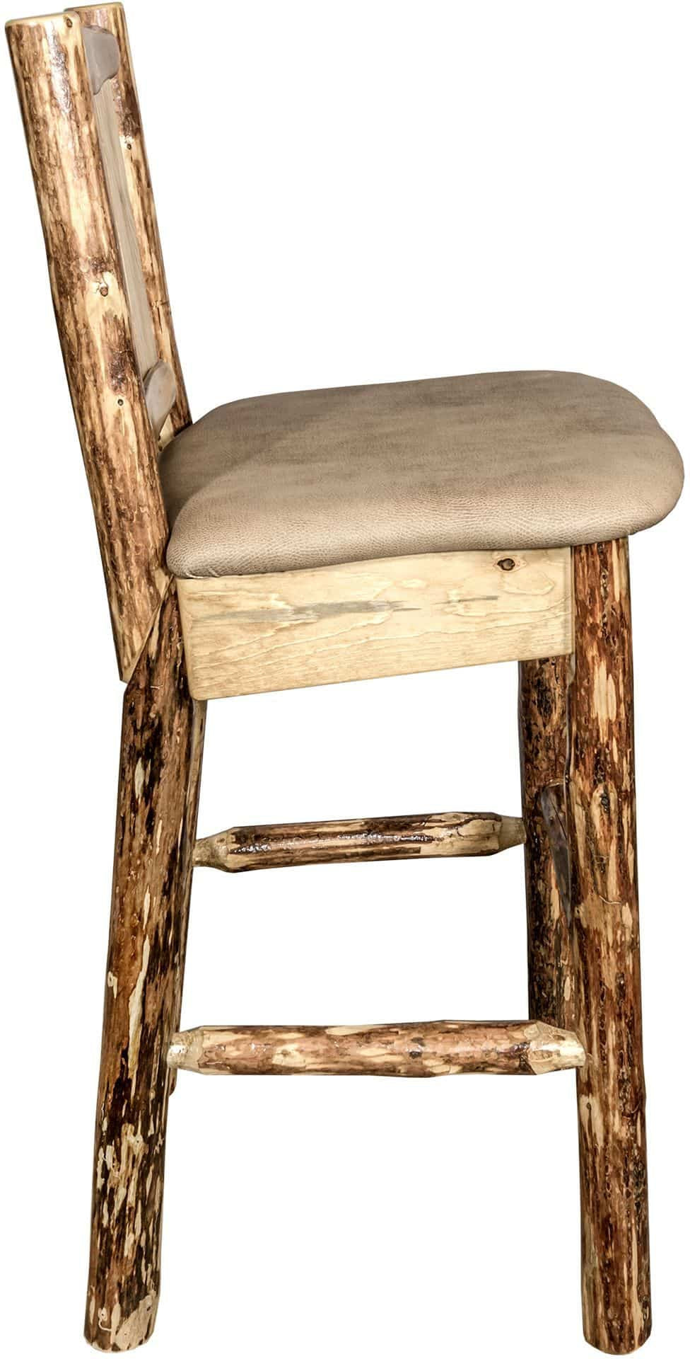 Montana Woodworks Glacier Country Kollektion Counter Height Barstool Buckskin Polsterung mit Lasergravur Design