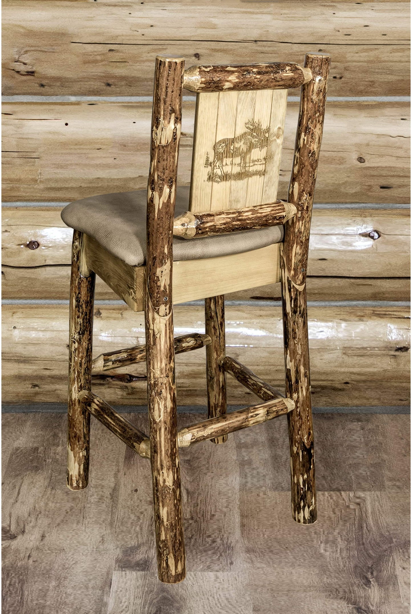 Montana Woodworks Glacier Country Kollektion Counter Height Barstool Buckskin Polsterung mit Lasergravur Design