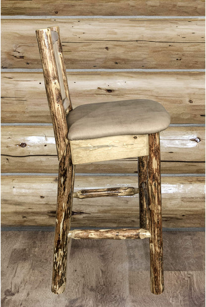 Montana Woodworks Glacier Country Kollektion Counter Height Barstool Buckskin Polsterung mit Lasergravur Design