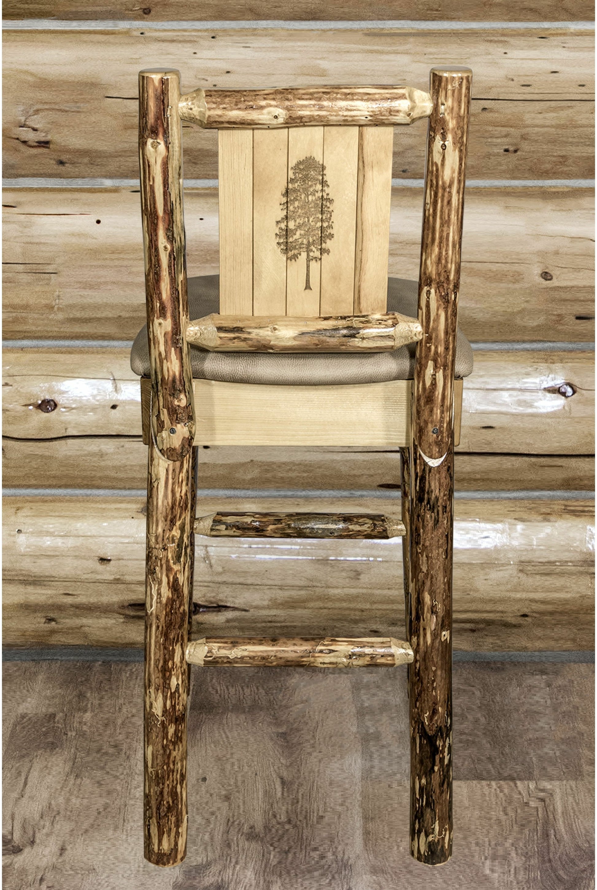 Montana Woodworks Glacier Country Kollektion Counter Height Barstool Buckskin Polsterung mit Lasergravur Design