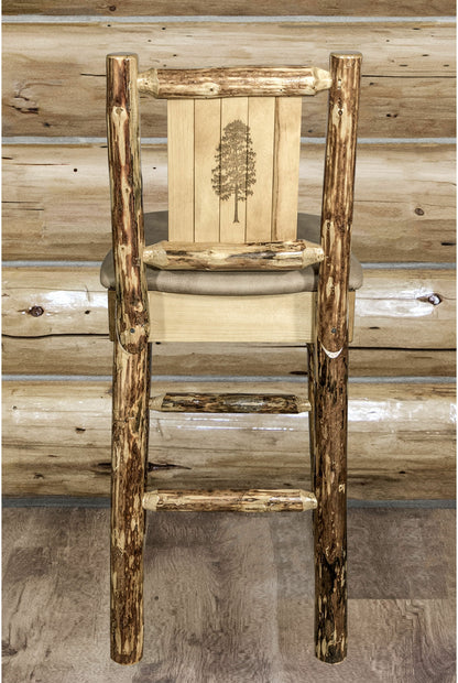 Montana Woodworks Glacier Country Kollektion Counter Height Barstool Buckskin Polsterung mit Lasergravur Design